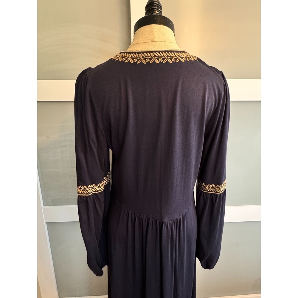 BODEN Embroidered Navy Blue Jersey Blouson Midi US 10 R - Picture 9 of 16